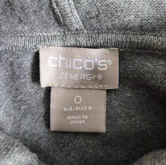 Chicos Cashmere Blend Zenergy Luxe Grey Sweater bedazzled ties sz S - Picture 5 of 8